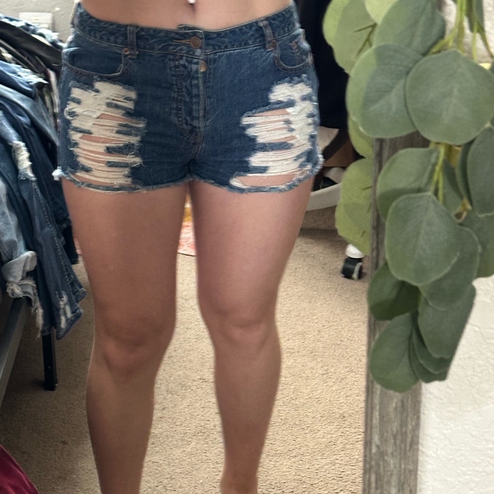 Distressed Denim Shorts